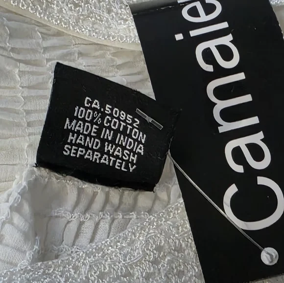 New Camaieu Dress Womans Sz Large Cotton Made In India White Lined Bohemian - Picture 8 of 11